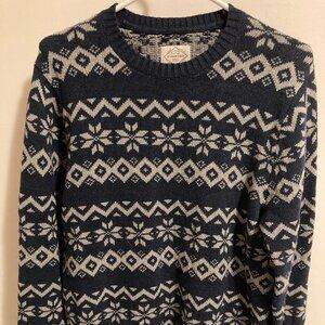 St John's Bay Sweater, blue and gray, size S, pullover grandpa sweater